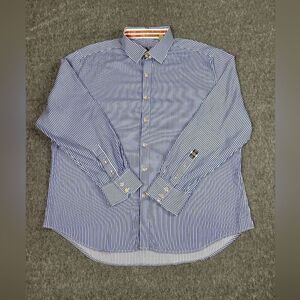 Robert Graham X Collection Men's Size 3XL Blue Striped Button Long Sleeve Shirt